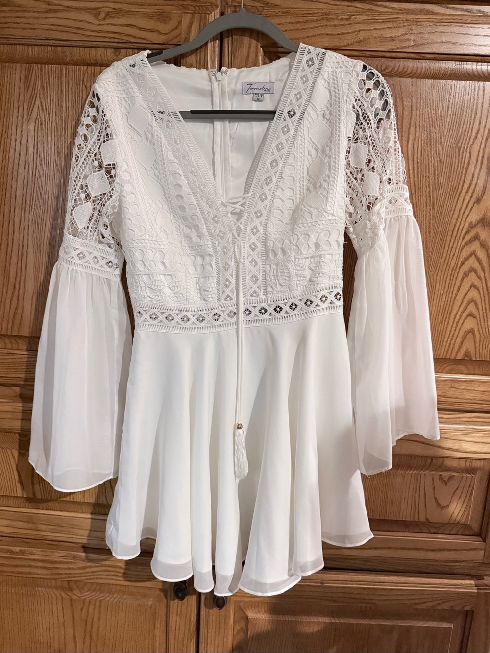 Tempted White Crochet Lace V-Neck Boho Dress